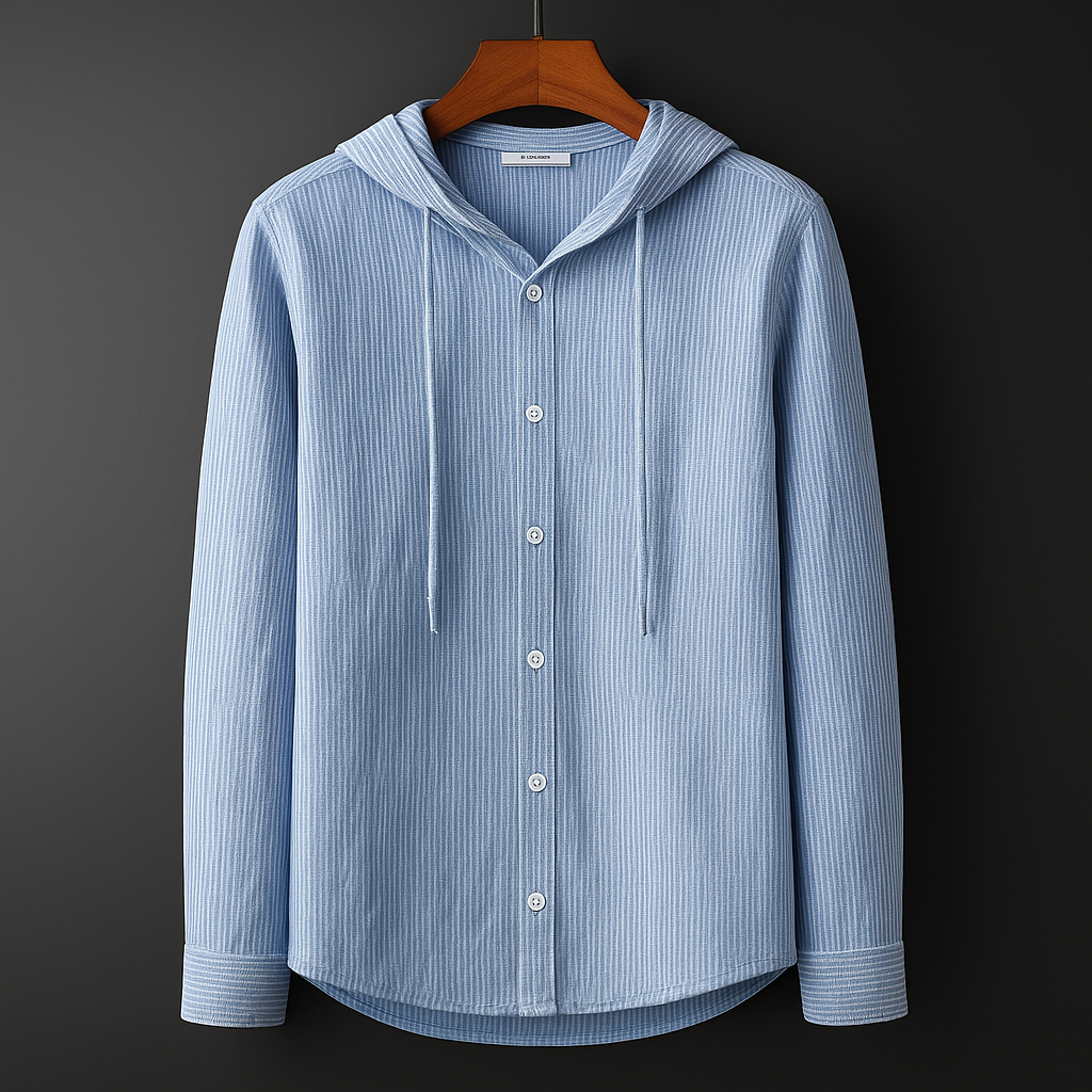 Camicia con Cappuccio da Uomo Primaverile Maniche Lunghe Vestibilità Elasticizzata