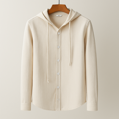 Camicia con Cappuccio da Uomo Primaverile Maniche Lunghe Vestibilità Elasticizzata