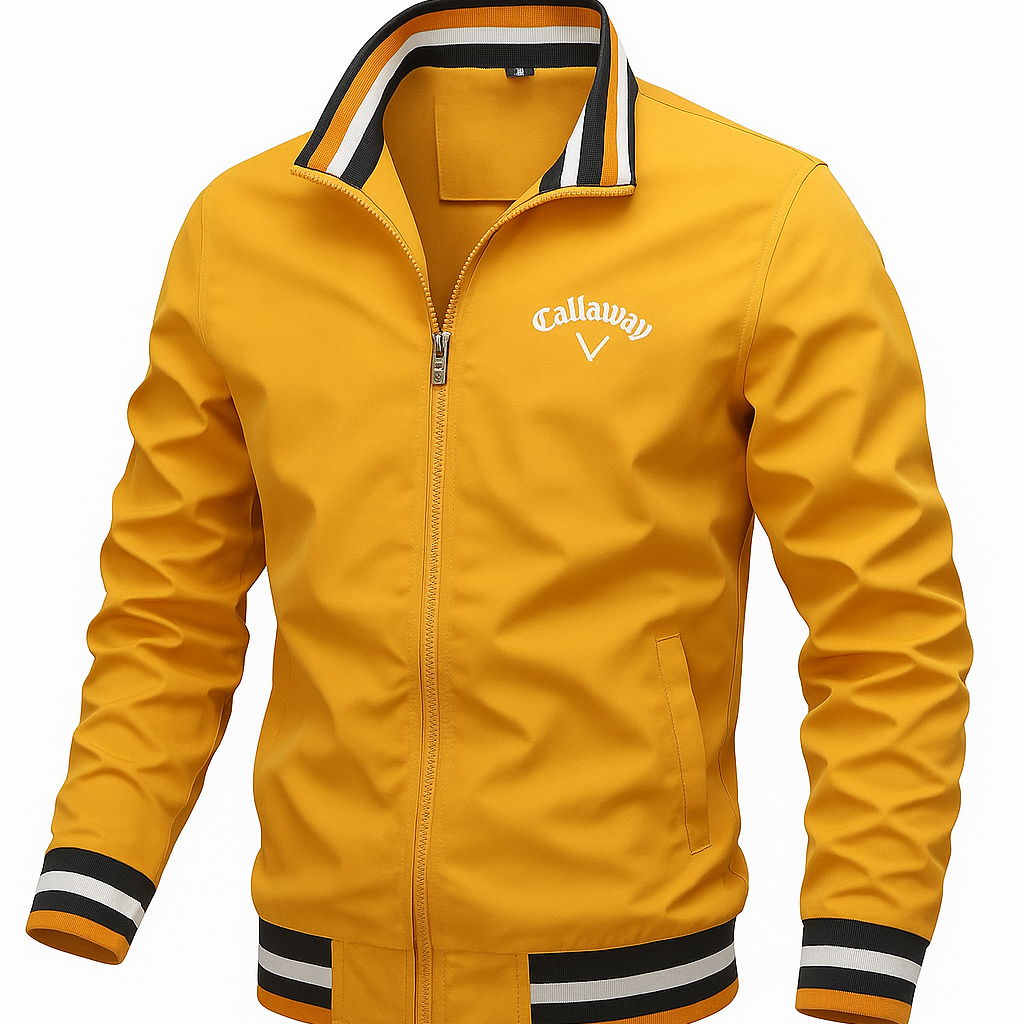 Giacca Blouson Autunnale da Uomo con Orlo a Coste e Colletto Alto