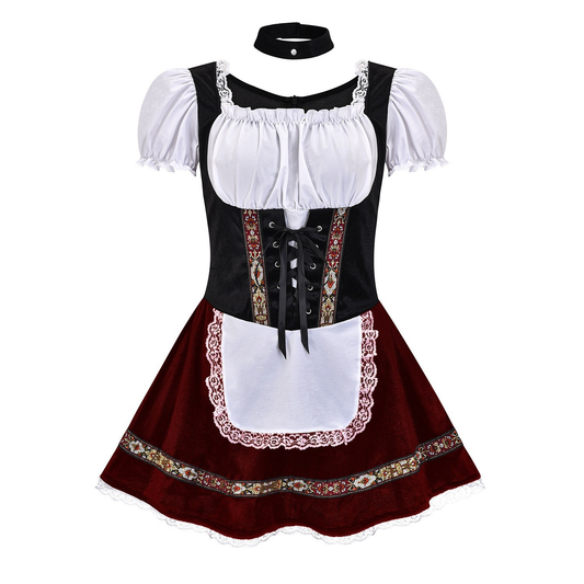 Mini Dirndl da Donna con Scollo Quadrato e Bordo Decorativo