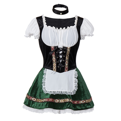 Mini Dirndl da Donna con Scollo Quadrato e Bordo Decorativo