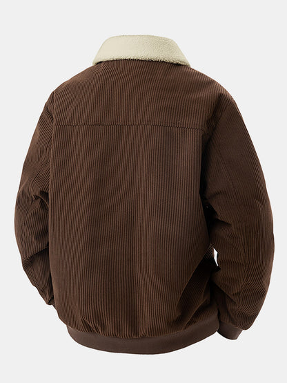 Bomber Autunnale da Uomo con Fodera Interna Morbida e Orlo a Coste