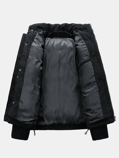 Piumino Invernale da Uomo con Finitura in Camoscio e Collo Alto