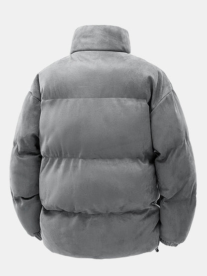 Piumino Invernale da Uomo con Finitura in Camoscio e Collo Alto