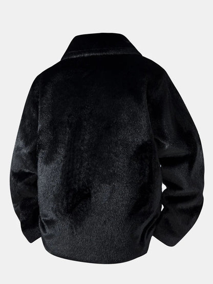 Giacca Uomo Invernale Pelliccia Sintetica Chiusura A Bottoni Vestibilità Ampia