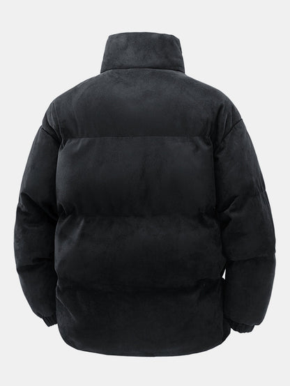 Piumino Invernale da Uomo con Finitura in Camoscio e Collo Alto