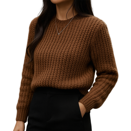 Maglione Rib Knit Donna Vestibilità Larga Maniche Lunghe