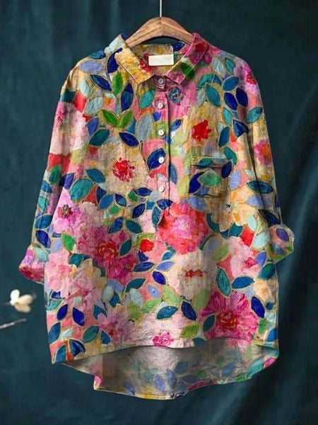 Blusa a fiori con tessuto leggero I Ideale per primavera ed estate