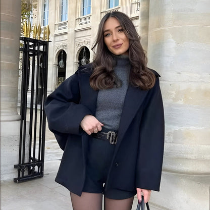 Cappotto Invernale Oversize da Donna con Chiusura a Bottoni e Interno Morbido