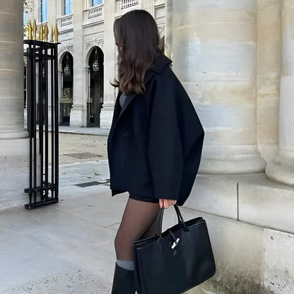 Cappotto Invernale Oversize da Donna con Chiusura a Bottoni e Interno Morbido