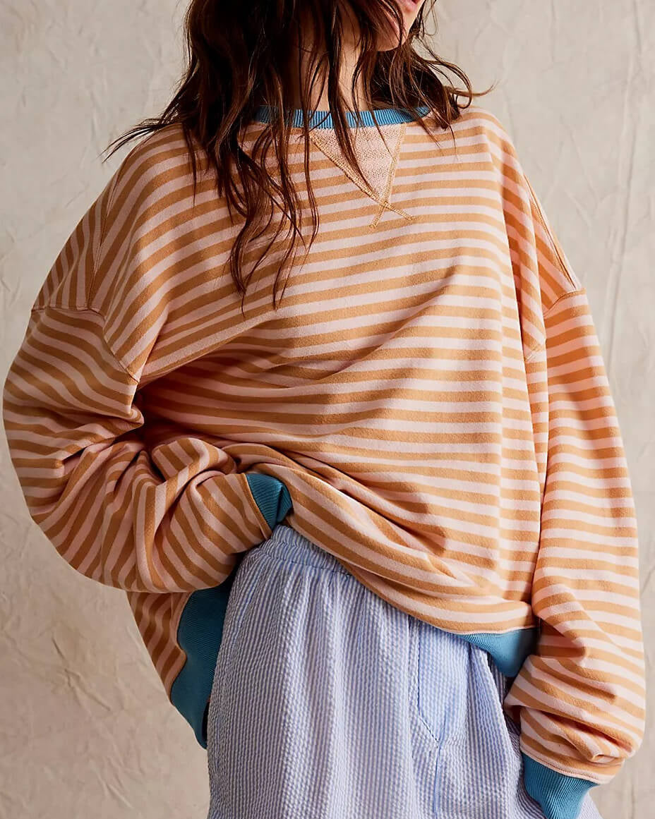 Maglione a Righe da Donna con Girocollo Slim Fit