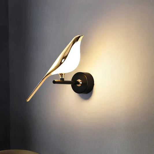 Lampada da parete dimmerabile a forma di uccello