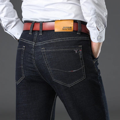 Jeans da Uomo in Denim Elasticizzato a Vestibilità Classica
