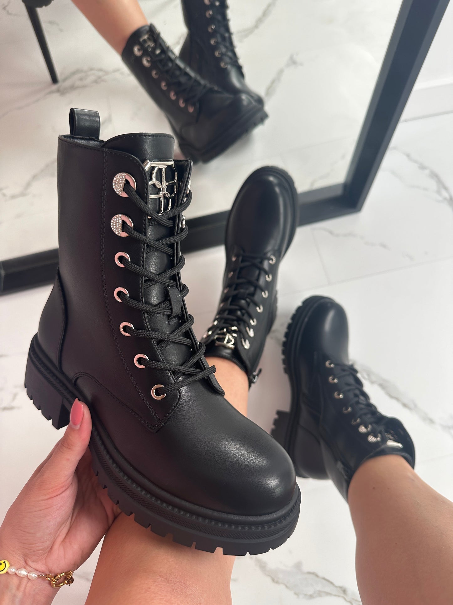 Women's Autumn Ankle Boots with Laces, Side Zip, and Chunky Sole