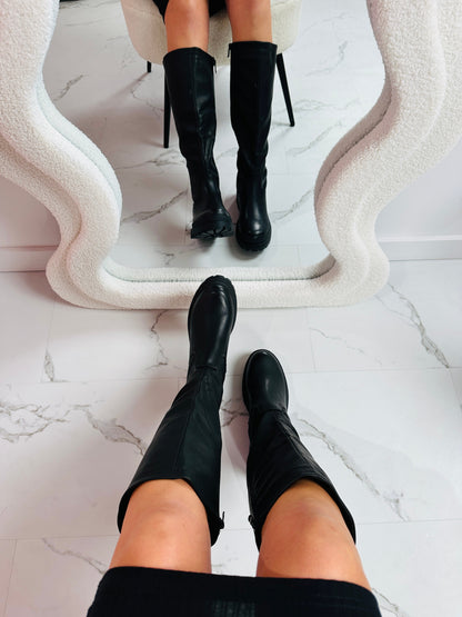 Stivali Donna Alti Zip Laterale Suola Platform