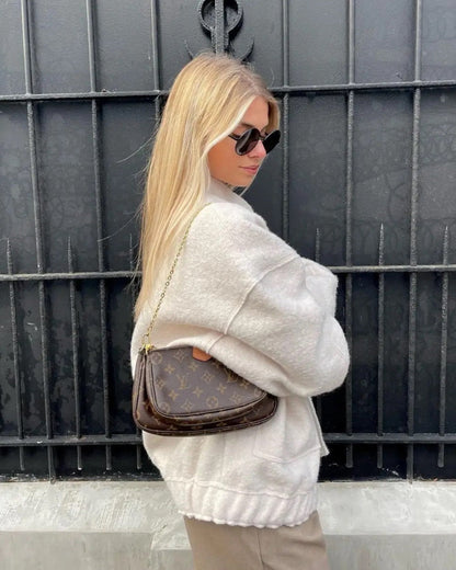 Bomber Primaverile da Donna Oversize con Design in Tweed