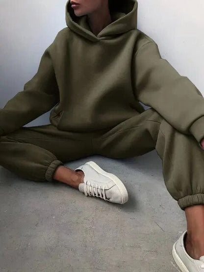 Completo caldo con felpa e pantaloni della tuta da donna I Ideale per l'inverno