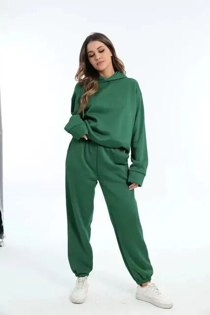 Completo caldo con felpa e pantaloni della tuta da donna I Ideale per l'inverno