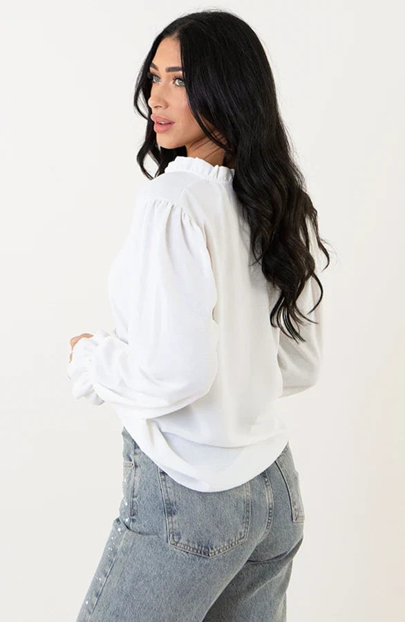 Blusa da Donna con Dettagli in Pizzo e Scollo a V