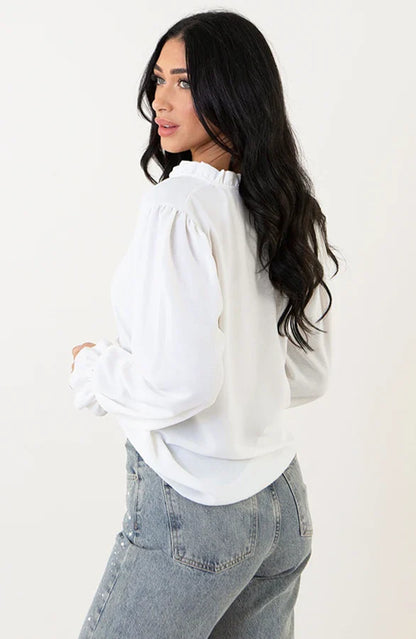 Blusa da Donna con Dettagli in Pizzo e Scollo a V