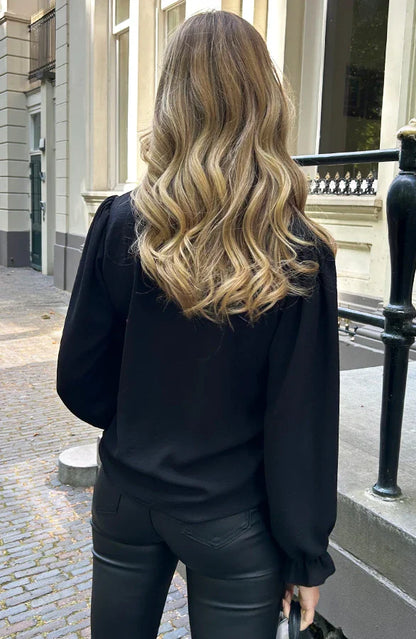 Blusa da Donna con Dettagli in Pizzo e Scollo a V