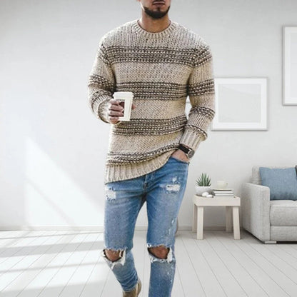 Maglione da Uomo in Maglia con Motivo a Righe
