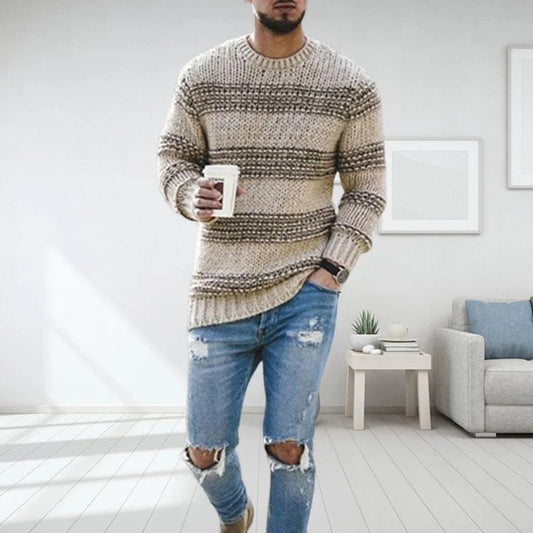 Maglione da Uomo in Maglia con Motivo a Righe