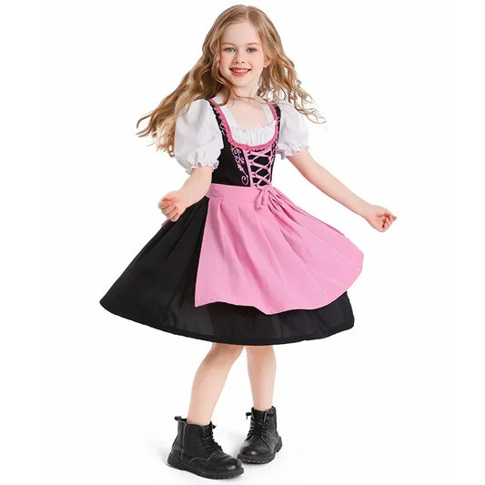Dirndl da Bambina con Grembiule e Design Tradizionale
