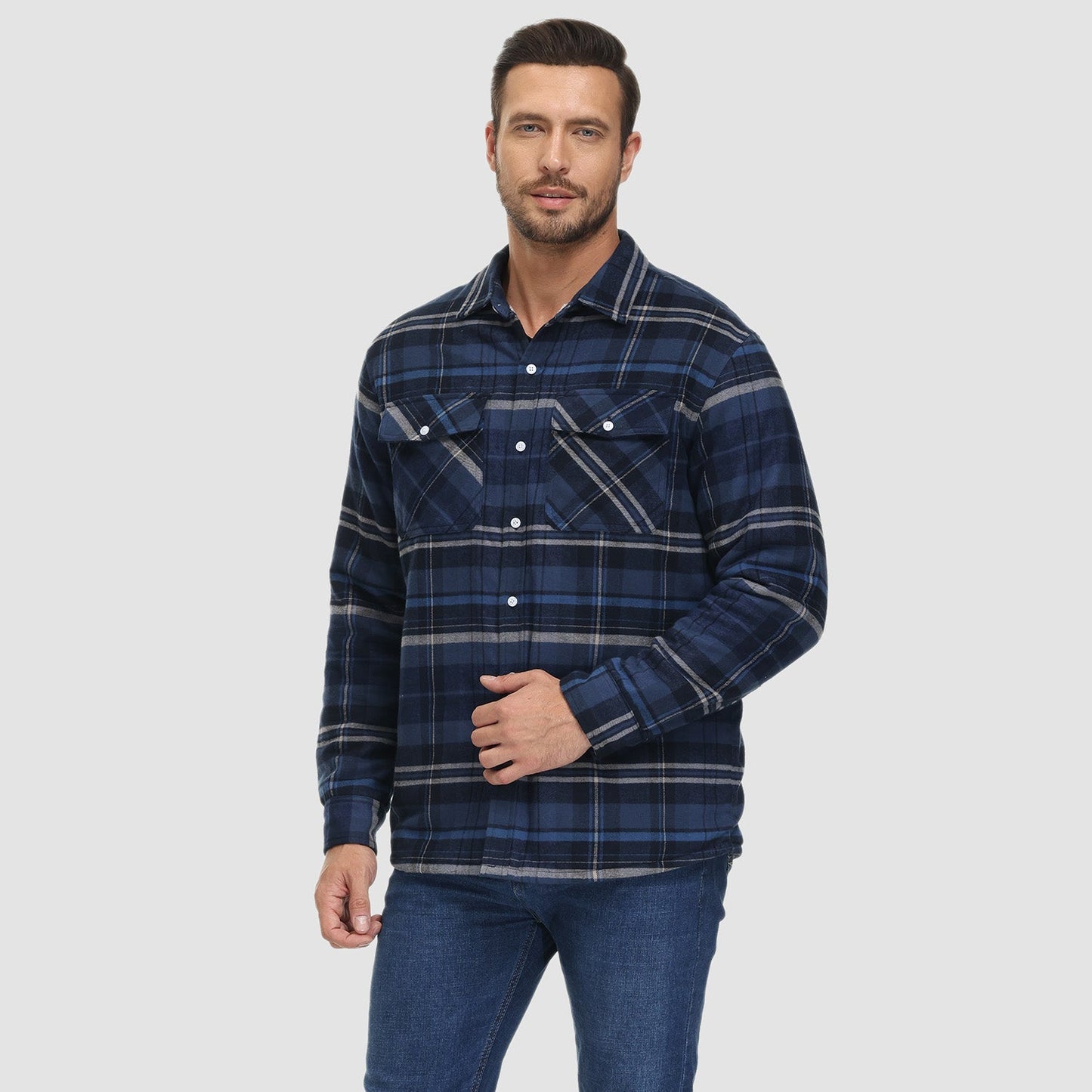 Giacca Camicia Casual da Uomo con Tasche