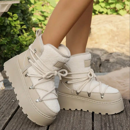 Dames vinterstøvler med forhøjet platform og polstret indersål