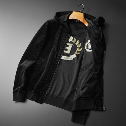 Completo Uomo Due Pezzi Felpa Zip Pantaloni Jogger Velour