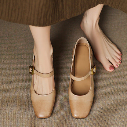 Décolleté da Donna Punta Quadrata Fibbia Oro Design Strutturato