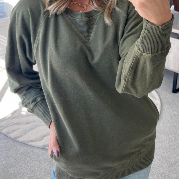 Maglione da Donna in Maglia a Coste con Tasche Laterali