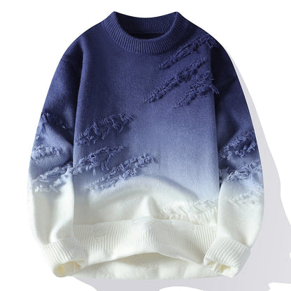 Maglione da Uomo con Sfumatura Ombre e Dettagli Sfilacciati