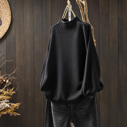 Maglione Lavorato a Maglia con Motivo Waffle in Mix di Lana e Cotone