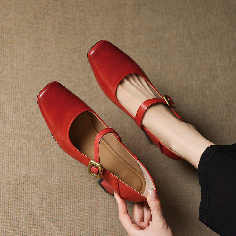 Décolleté da Donna Punta Quadrata Fibbia Oro Design Strutturato