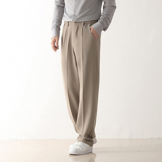 Pantaloni a gamba dritta larghi da uomo in tessuto poliestere ideali per l'autunno e l'inverno