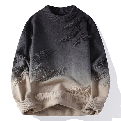 Maglione da Uomo con Sfumatura Ombre e Dettagli Sfilacciati