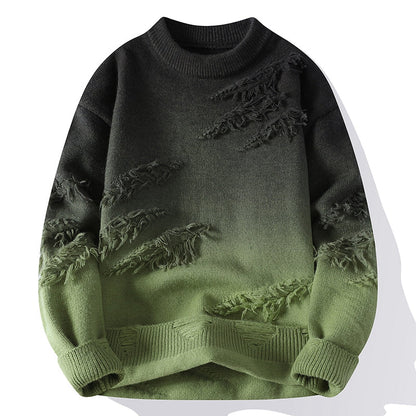 Maglione da Uomo con Sfumatura Ombre e Dettagli Sfilacciati