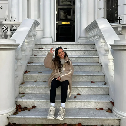 Giacca Invernale da Donna con Cappuccio, Cerniera e Tasche Frontali