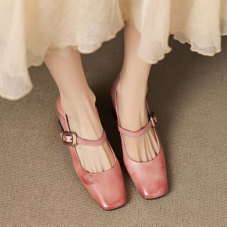 Décolleté da Donna Punta Quadrata Fibbia Oro Design Strutturato