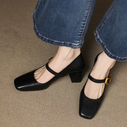 Décolleté da Donna Punta Quadrata Fibbia Oro Design Strutturato