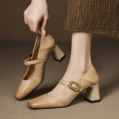 Décolleté da Donna Punta Quadrata Fibbia Oro Design Strutturato