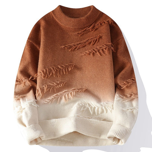 Maglione da Uomo con Sfumatura Ombre e Dettagli Sfilacciati