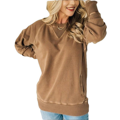 Maglione da Donna in Maglia a Coste con Tasche Laterali