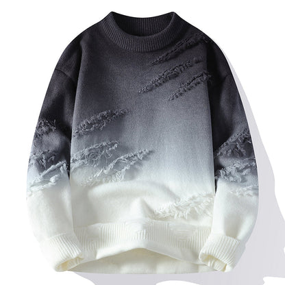 Maglione da Uomo con Sfumatura Ombre e Dettagli Sfilacciati