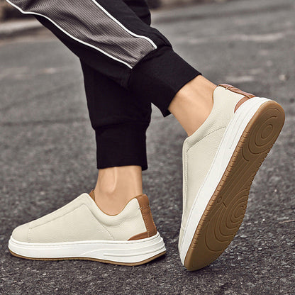 Scarpe da uomo in pelle slip-on basse con suola in gomma | Ideali per primavera e autunno