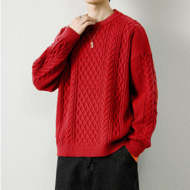 Herre sweater med rund hals og løs pasform