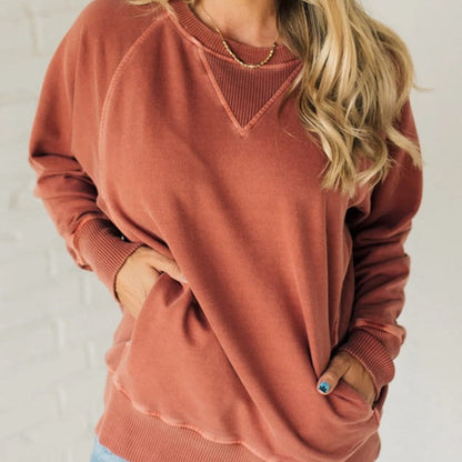 Maglione da Donna in Maglia a Coste con Tasche Laterali