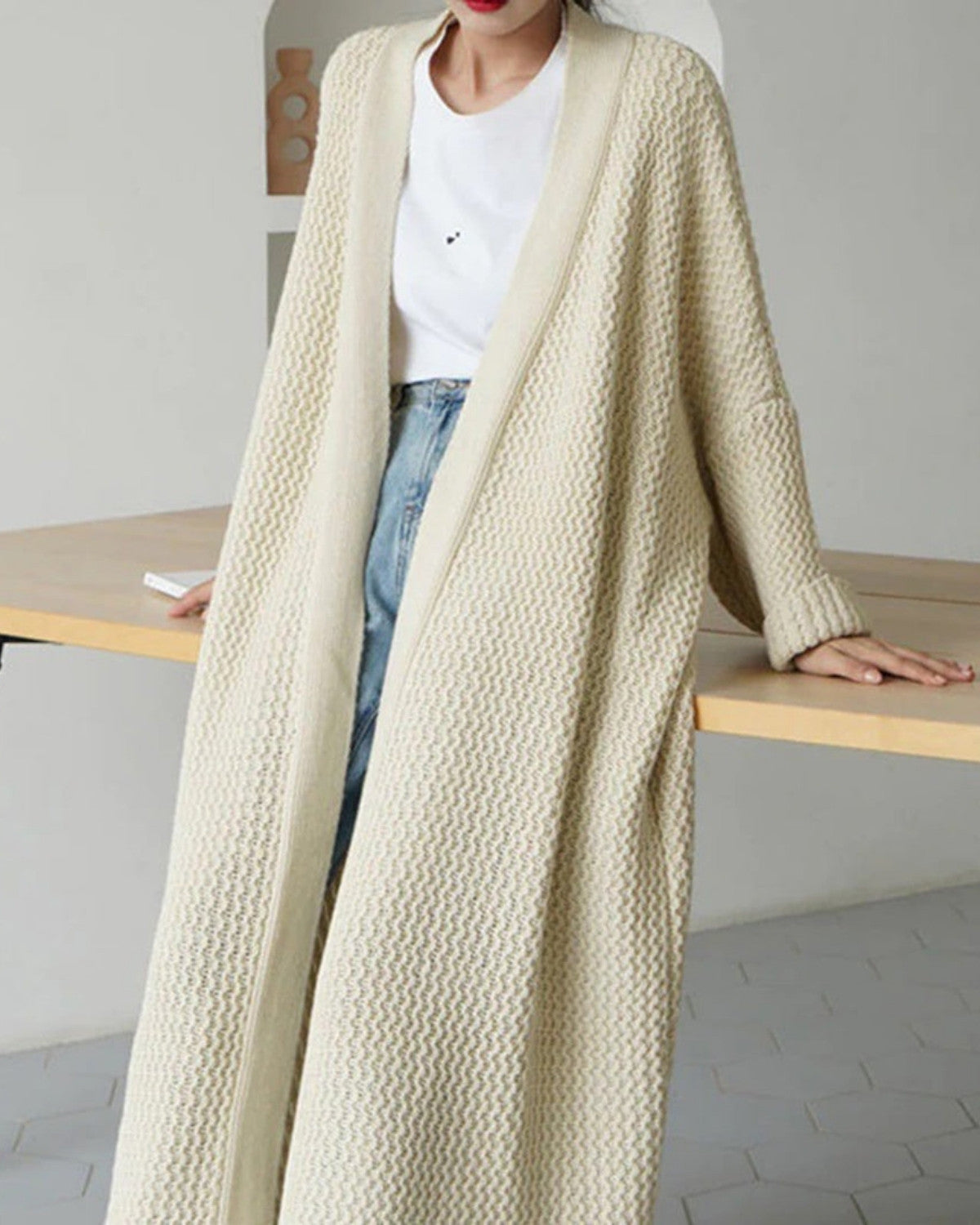 Cardigan Invernale da Donna Oversize in Maglia con Motivo
